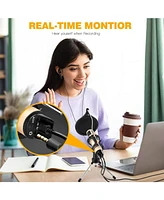 ZealSound k08g Usb Recording Microphone Gold and H1 Gooseneck Mic Arm Stand