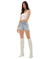 Blue Revival Women's High-Waisted Snake Print Denim Shorts
