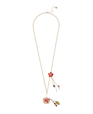 Betsey Johnson Faux Stone Backyard Picnic Basket Pendant Necklace