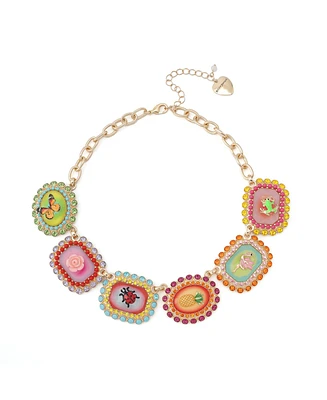 Betsey Johnson Faux Stone Backyard Stone Bib Necklace