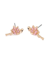 Betsey Johnson Faux Stone Backyard Flamingo Stud Earrings