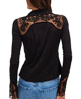 Free People Women's Rosebud Lace Button-Front Top