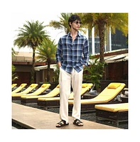 Campus Sutra Men's Navy Blue & Off-White Multi-Checkered Shirt