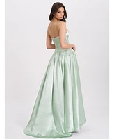 Miss Circle Women's Lael Mint Green Back Button Trailing Gown