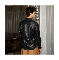 Campus Sutra Men's Metallic Black Blushed Shirt