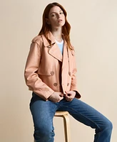 Furniq Uk Women's Leather Cropped Trench Style Jacket, Created For Macy's
