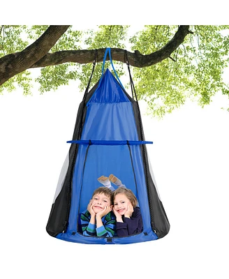 Gymax 40'' Kids Hanging Chair Swing Tent Set Hammock Nest Pod Seat