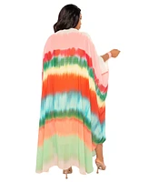 Buxom Couture Plus Size Ombre Stripe Robe with Wrist Band