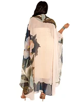 Buxom Couture Plus Size Floral Robe with Wrist Band