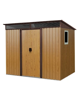 Mondawe 8ftx6ft Outdoor Metal Storage Shed with Window,Transparent plate and lockable sliding door