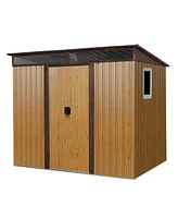 Mondawe 8ftx6ft Outdoor Metal Storage Shed with Window,Transparent plate and lockable sliding door