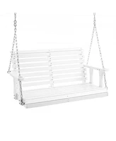 Wooden Porch Swing with Hanging Chains Heavy Duty Outdoor Bench for Patio or Garden