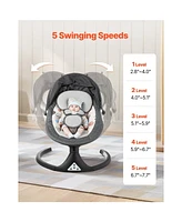Slickblue Kids Swing 5 Speeds 3 Seat Positions Remote Control Bluetooth 2 Toys