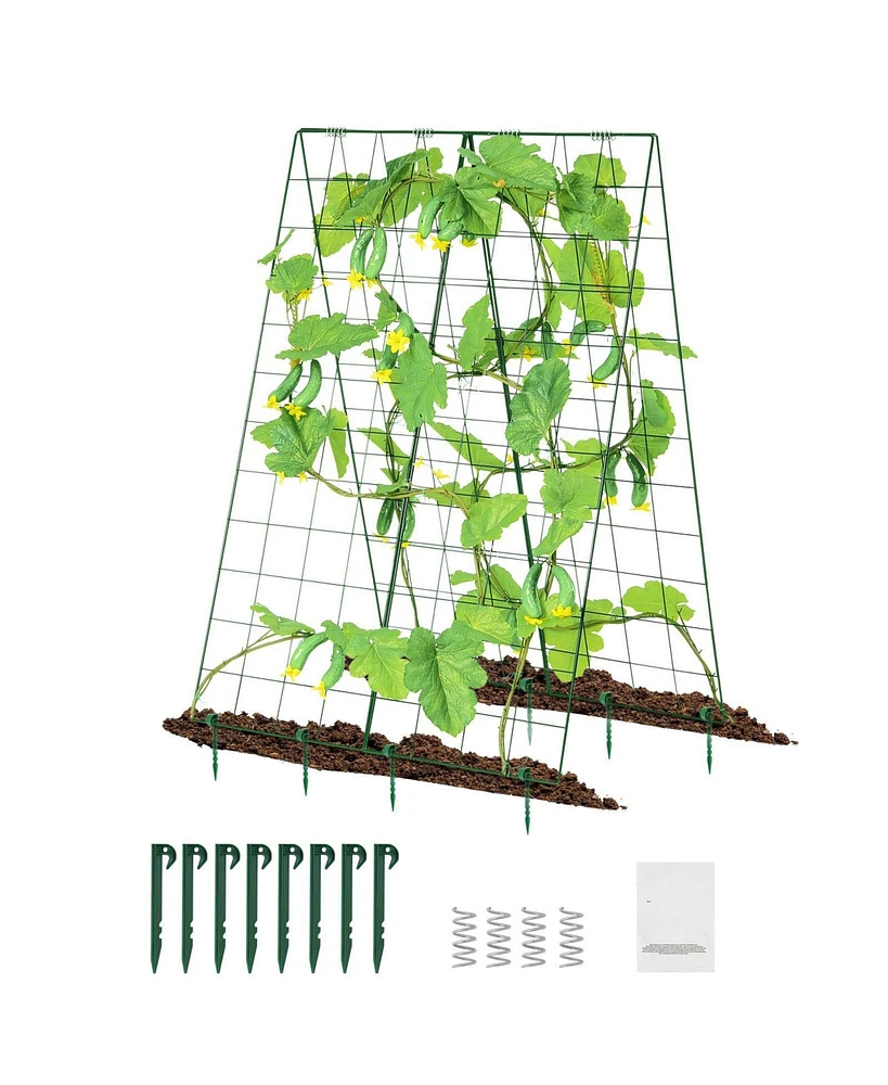 Slickblue Foldable A-Frame Metal Garden Trellis for Climbing Plants Cucumbers and Vegetables