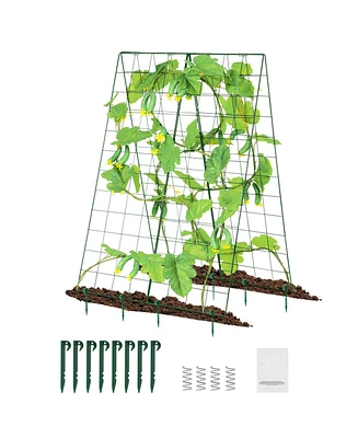 Slickblue Foldable A-Frame Metal Garden Trellis for Climbing Plants Cucumbers and Vegetables