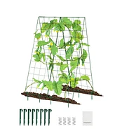 Slickblue Foldable A-Frame Metal Garden Trellis for Climbing Plants Cucumbers and Vegetables