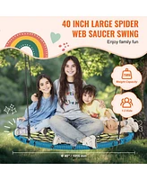 Slickblue Toddler Outdoor Spider Web Saucer Swing Round Swing Backyard Playground
