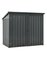 Mondawe 62"x40"x52"Stainless Galvanized Steel Bin Shed Stores 2 Trash Cans for Garbage Storage
