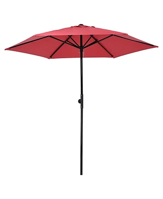 Yescom 7.5 Ft Outdoor Patio Umbrella 6 Ribs with Scale Tilt Button Strap UV30+ Sunshade Garden Parasol for Yard Deck Market Pool Red