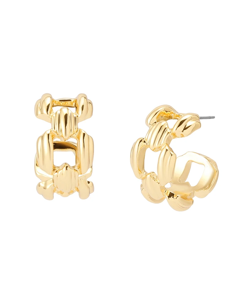 Robert Lee Morris Soho Ribbed Link Hoop Earrings