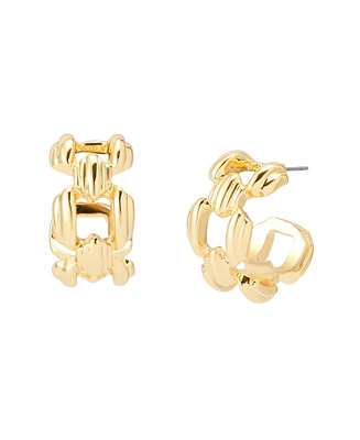 Robert Lee Morris Soho Ribbed Link Hoop Earrings