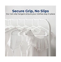 SereneLife 10 Pcs. Plastic Hangers - Non-Slip, Sturdy, and Heavy Duty Coat Set with 360° Swivel Hook for Clothes (White)
