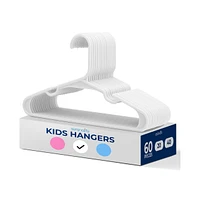 60 Pcs. Non-Slip Plastic Kids Hangers - Durable and Space-Saving Closet Organizers for Infants, Toddlers, and Kids' Clothing (White)