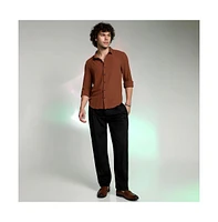 Campus Sutra Men's Sienna Brown Woven-Lined Shirt