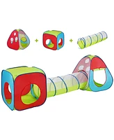 Indoor Outdoor 3 in 1 Kids Play Tent with Tunnel Pop Up Playhouse and Carry Bag