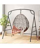 Gymax Swing Stand for Porch Heavy-Duty Metal Swing Frame w/ 2 Hanging Rings