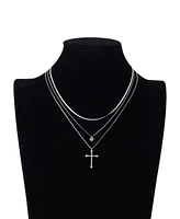 Unwritten Cubic Zirconia Cross Pendant Layered Necklace Set