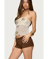 Edikted Women's Astra Beaded Sheer Strapless Top