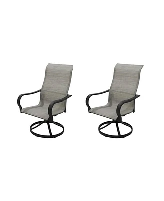 Four Season Courtyard Palermo Sling Swivel Rocker Outdoor Lounge Chair, 2 Pack