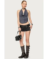 Edikted Women's Two Piece Cowl Neck Scarf Halter Top