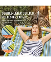 Double Quilted Fabric Hammock with Hardwood Spreader Bar Detachable Pillow