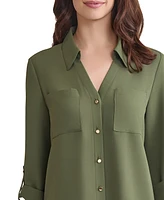 Jones New York Women's Collared Tunic Top