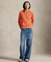 Polo Ralph Lauren Women's Cable-Knit Cotton Full-Zip Hoodie Sweatshirt