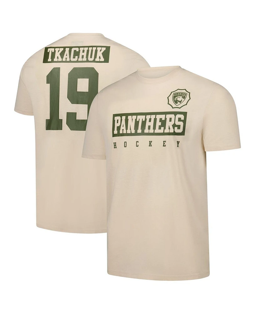 LevelWear Men's Matthew Tkachuk Khaki Florida Panthers 2024 Nhl Military Appreciation Richmond Delta Player Name Number T-Shirt