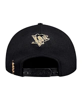 Pro Standard Men's Black Pittsburgh Penguins Metallic Logo Pinch Front Adjustable Hat