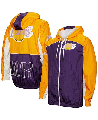 Mitchell & Ness Men's Purple Los Angeles Lakers Hardwood Classics Big Shot Premium Full-Zip Windbreaker Jacket