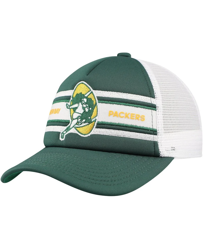 Mitchell & Ness Big Boys and Girls Green Green Bay Packers Stripe Trucker Adjustable Hat