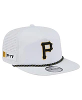 New Era Men's White Pittsburgh Pirates Perforated Golfer Snapback Hat