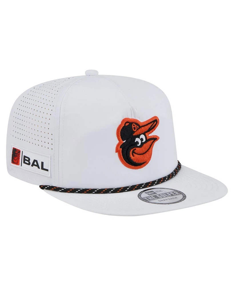 New Era Men's White Baltimore Orioles Perforated Golfer Snapback Hat