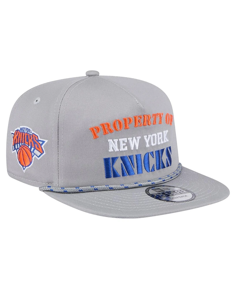 New Era Men's Gray New York Knicks Throwback Property Of Golfer Snapback Hat