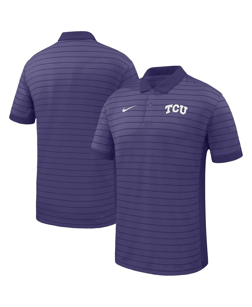 Nike Men's Purple Tcu Horned Frogs 2025 Early Season Coaches Sideline Victory Stripe Performance Polo Shirt
