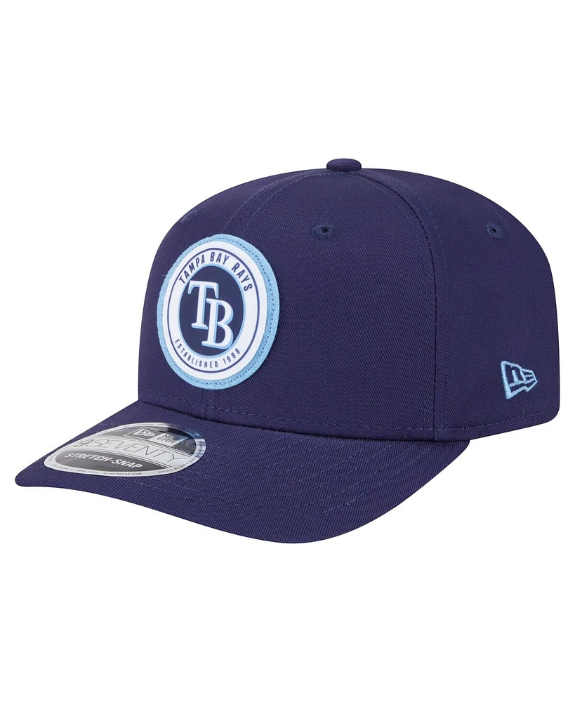 New Era Men's Navy Tampa Bay Rays Circle Patch 9SEVENTY Stretch-Snap Hat