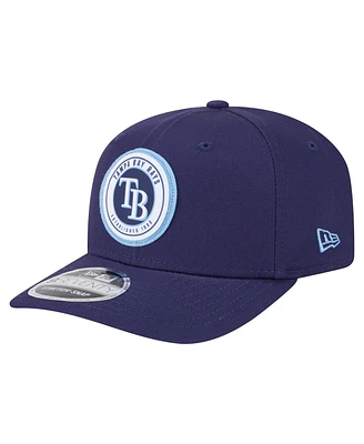 New Era Men's Navy Tampa Bay Rays Circle Patch 9SEVENTY Stretch-Snap Hat