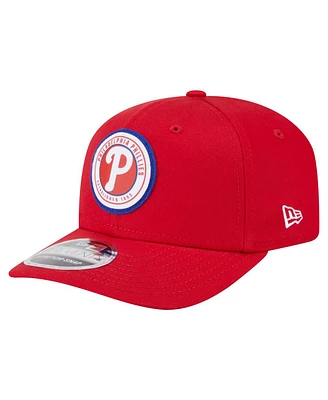 New Era Men's Red Philadelphia Phillies Circle Patch 9SEVENTY Stretch-Snap Hat