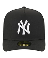 New Era Men's Black York Yankees Script Safety Pin 59FIFTY A-Frame Fitted Hat