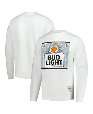 Mitchell & Ness x Bud Men's Light White Cleveland Browns The Crest Pullover Sweatshirt